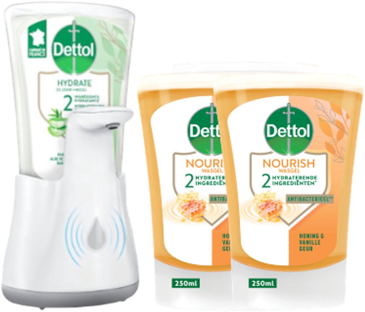Bol.com Dettol - No Touch Kit Aloe Vera - No-Touch Refill Extra Care Honey & Sheabutter 2x250ML - Voordeelverpakking aanbieding