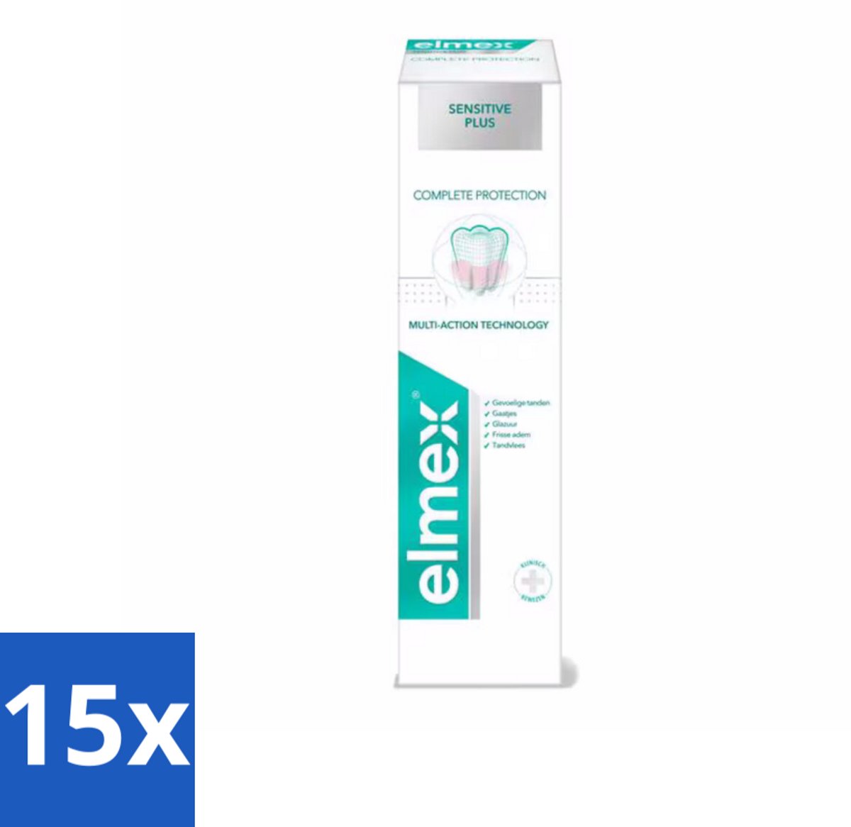 15 x Elmex - Tandpasta - Sensitive Plus - Complete Care - 75 ml - Gevoelige Tanden - Tandpasta - Tandglazuur - Pijnverlichting - Tandvleesbescherming
