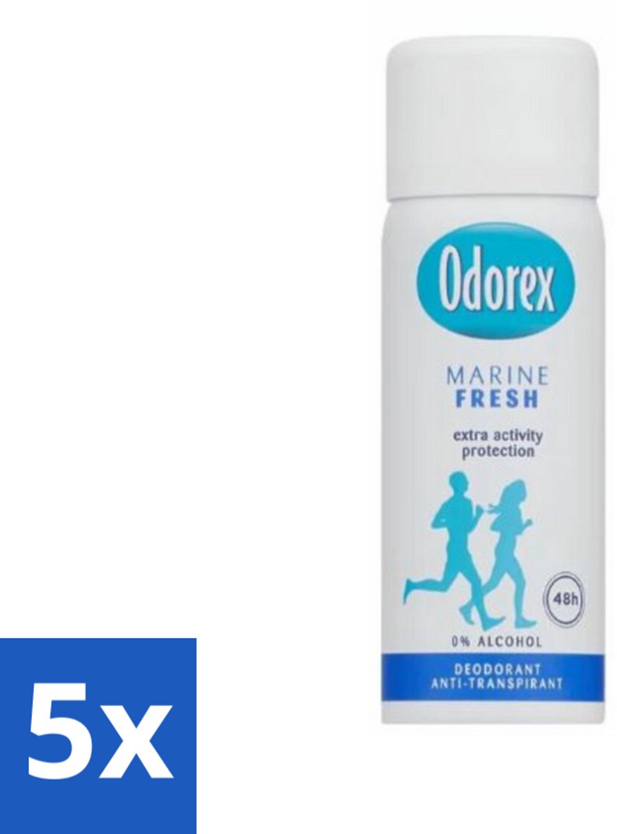 5 x Odorex - Deodorant Spray - Mini Marine Fresh - Fris & Compact - 50 ml - Deodorant Spray - Marine Fresh - Anti-Geur - Anti-Zweet - Compact Deodorant
