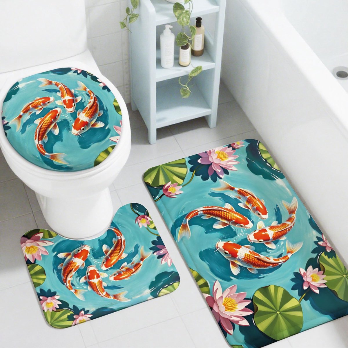 Badmatten set 3 stuks - antislip badtapijt met wc-deksel cover - wasbaar en comfortabel - ShopVlot