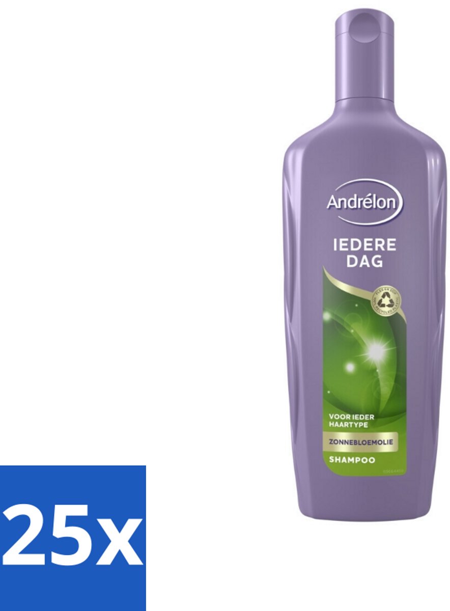 25 x Andrélon - Iedere Dag - Shampoo - 300 ml - Shampoo Voor Dagelijks Gebruik - Zonnebloemolie Shampoo - Fris Haar - Glanzend Haar - Milde Shampoo