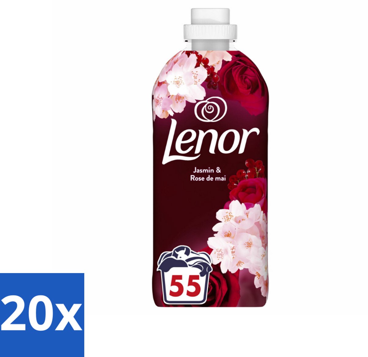 20 x Lenor - Wasverzachter - Jasmijn & Rose de Mai - Fris & Zacht - 55 Wasbeurten - Wasverzachter Jasmijn En Rozen - Wasverzachter Frisheid - Wasverzachter Ontspanning - Wasverzachter Essentiële Oliën - Wasverzachter Luxe Geur