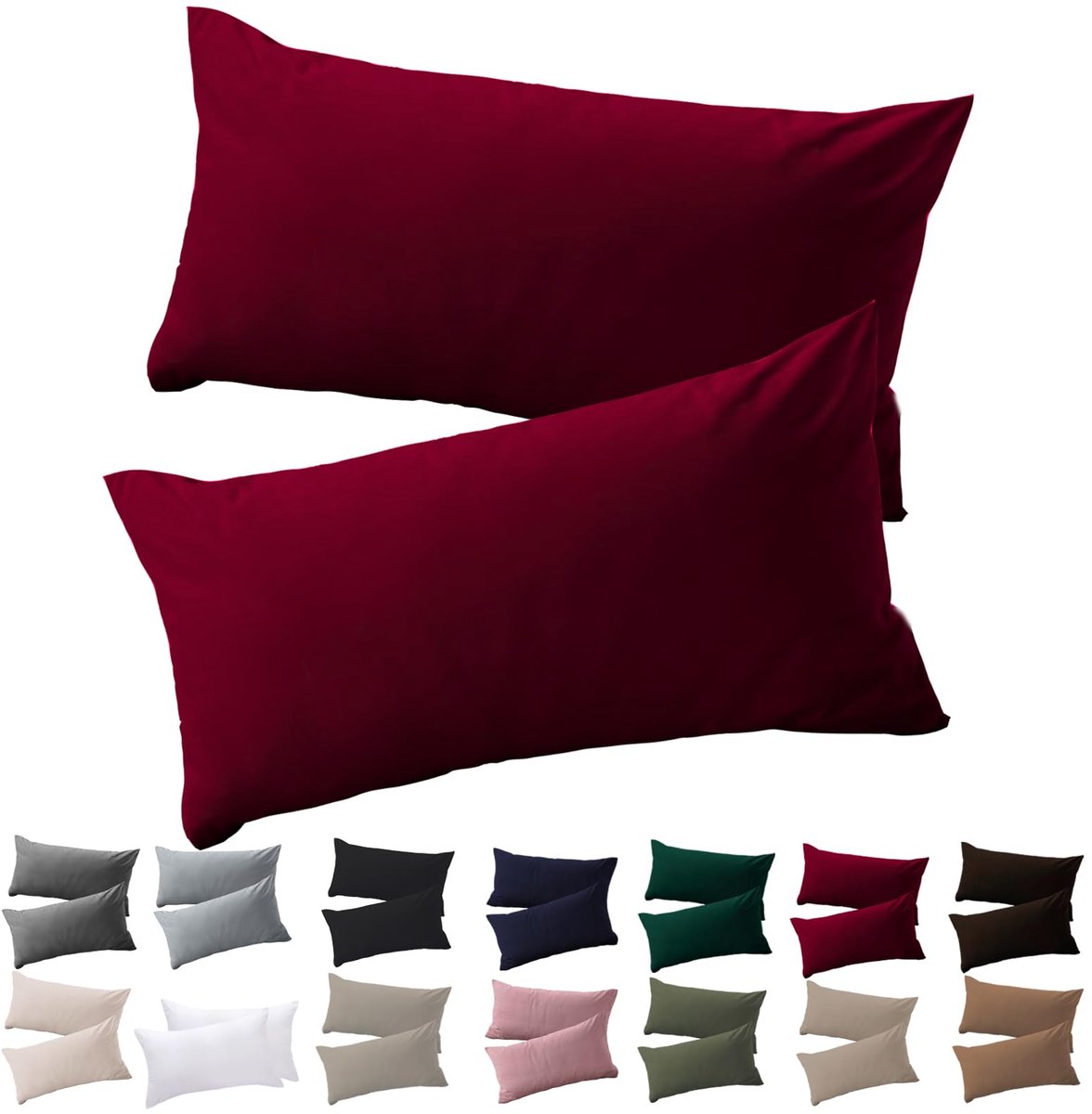 Kussenhoezen 40 x 80 cm - 100% microvezel - strijkvrij en kreukvrij - set van 2 - ShopVlot