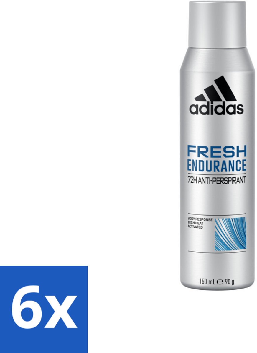 6 x Adidas – Deodorant Spray – Fresh Endurance – 150 ml - 72 Uur Bescherming - Zweetbehandeling - Anti-transpirant - Frisheid - Geur