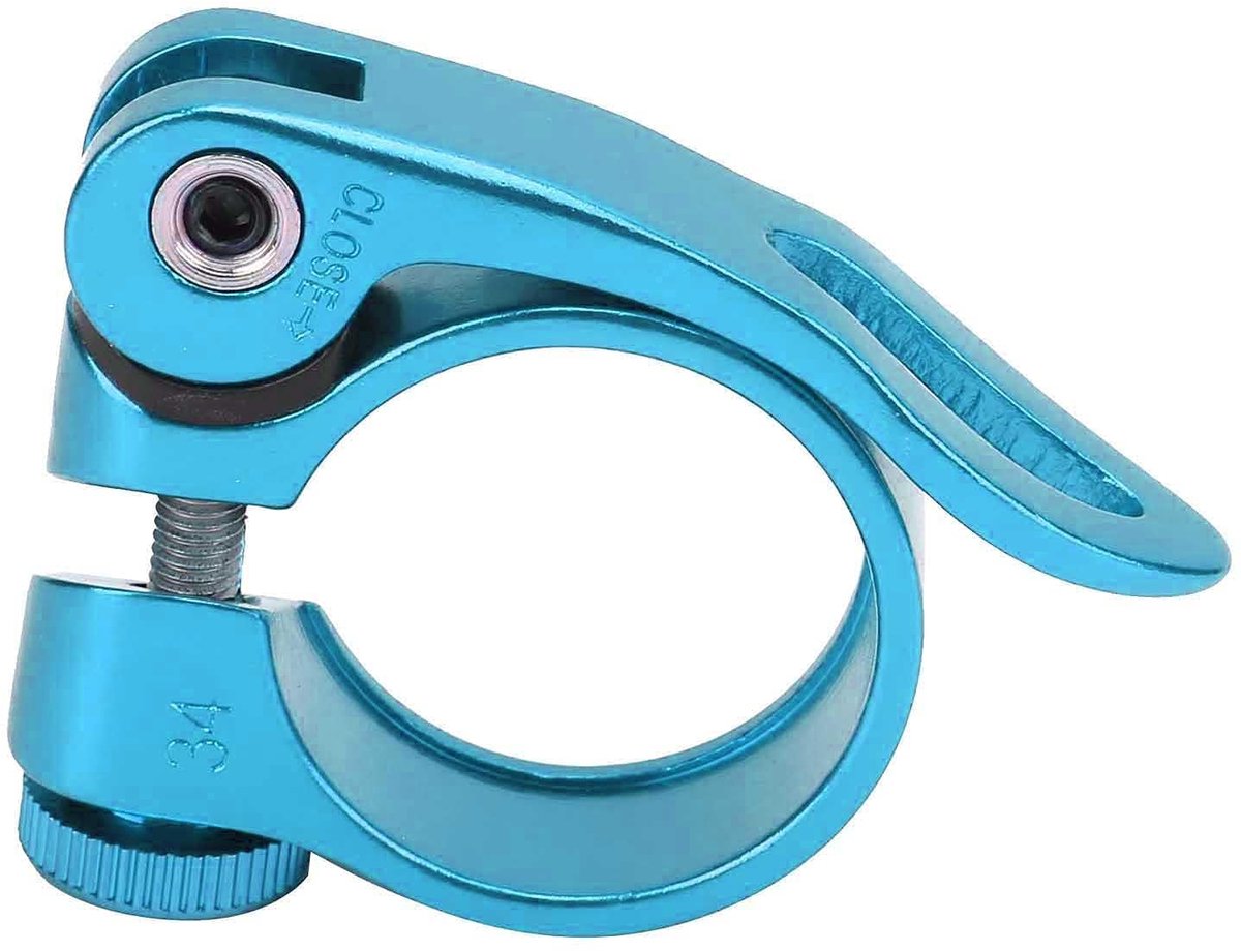 Fiets zadelpenklem, 27,2 mm / 28,6 mm / 31,8 mm, Aluminium, snelspanner, blauw