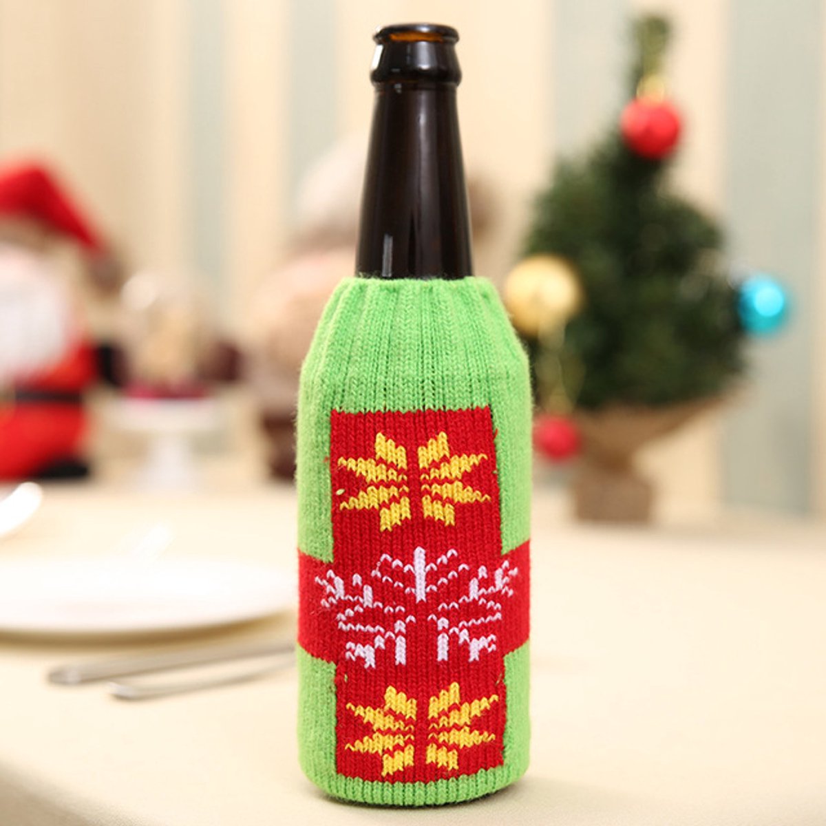 Eizook Set van 2 Kerst bierfles koel houders - Groen - Kerstkado