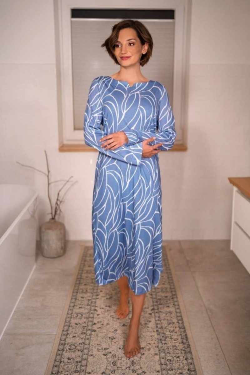 Ringella Katoenen dames nachthemd sterrenblauw Ringella - Blauw - Maat - 48