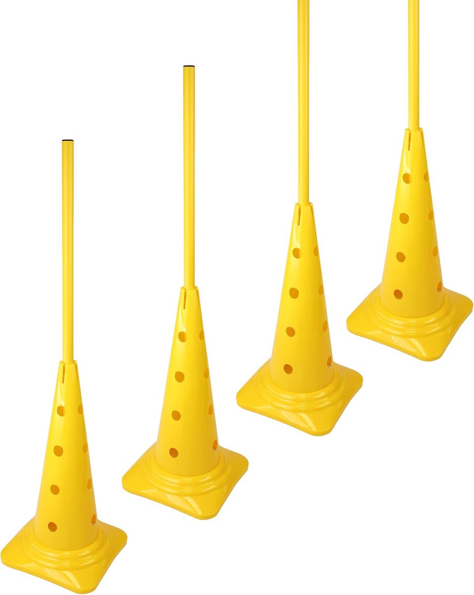 Combi cone 50 with bar 100 cm - set of 4 - pylons with slalom rod - for slalom trail - ShopVlot