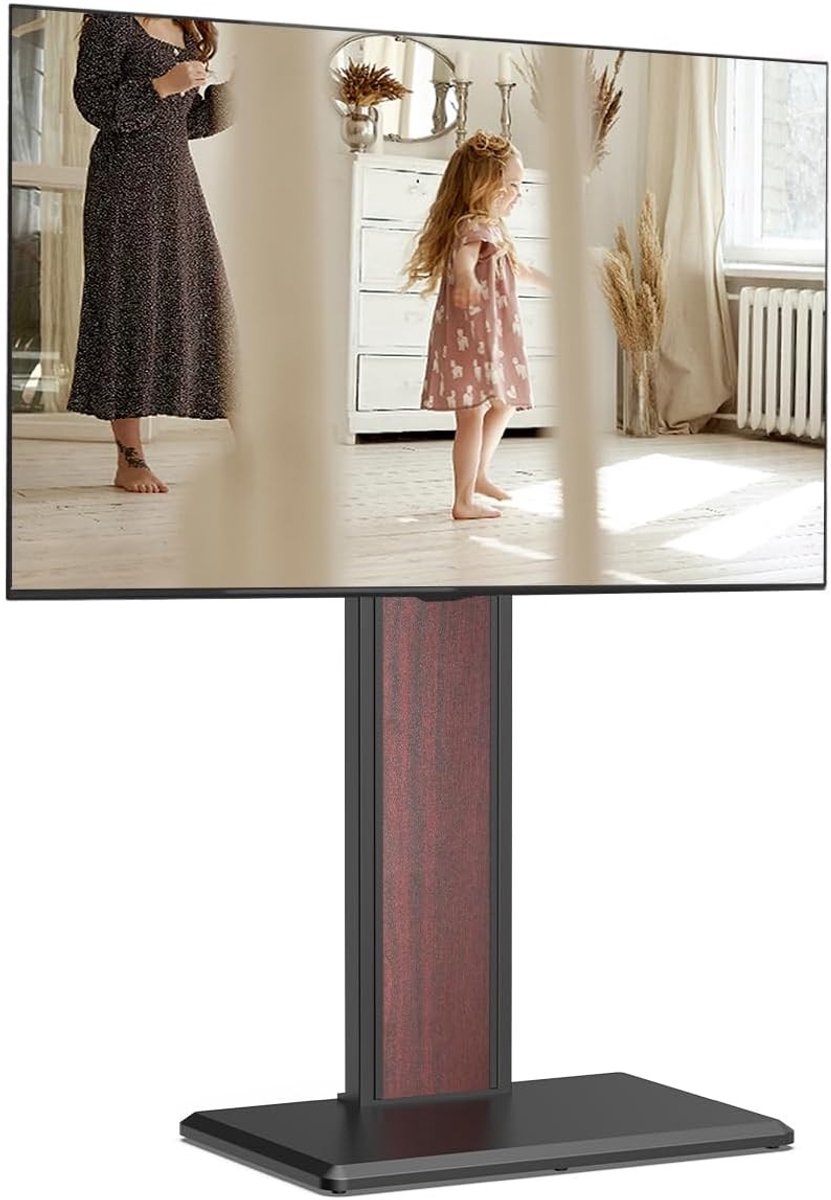 Tv-standaard - Zwart/Walnoot - Hoogte verstelbaar - Met Houten Plank - Geschikt voor 32 tot 65 inch TV's