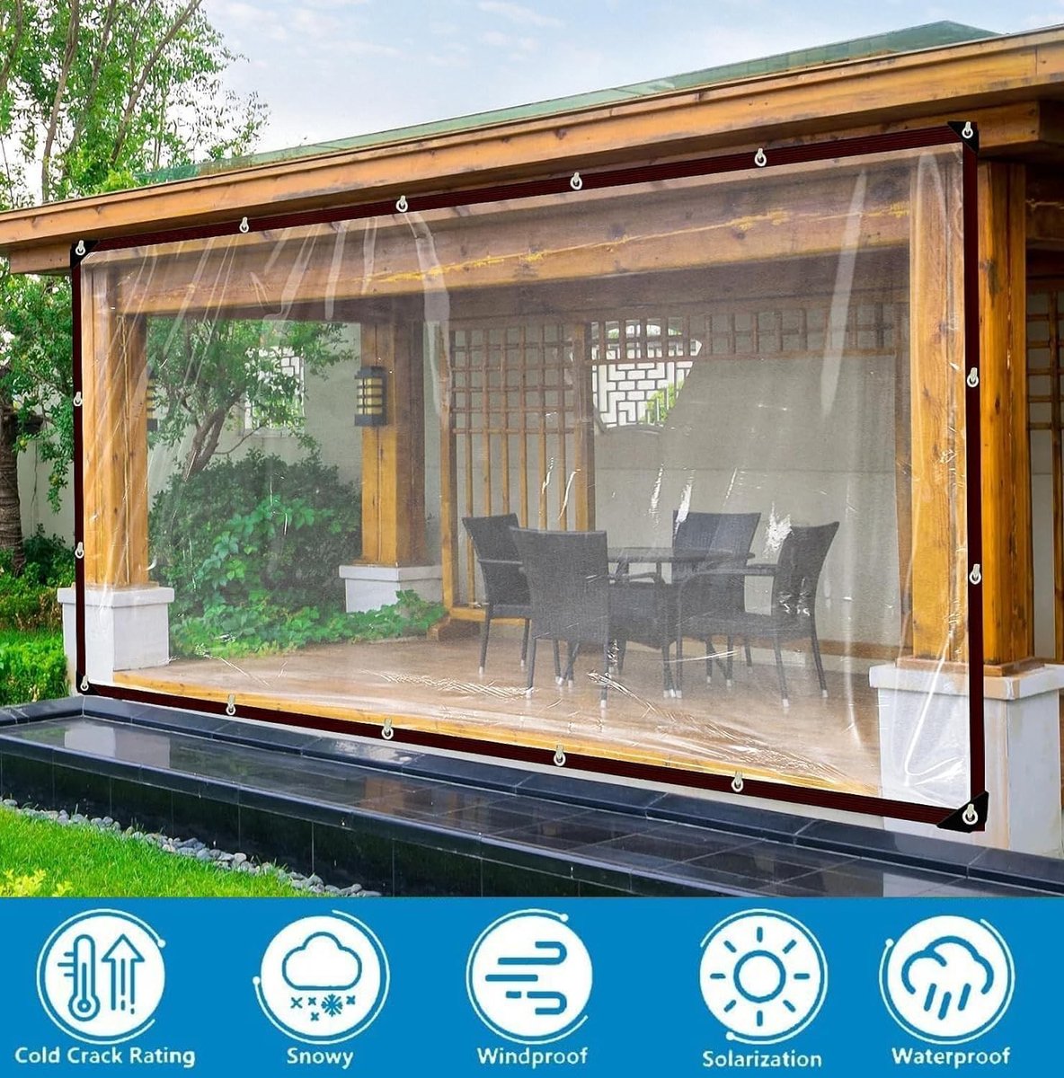 Waterdicht transparant tentzeil - Transparant - 2 x 3 m - Duurzaam PE-materiaal - Voor Buitenbescherming