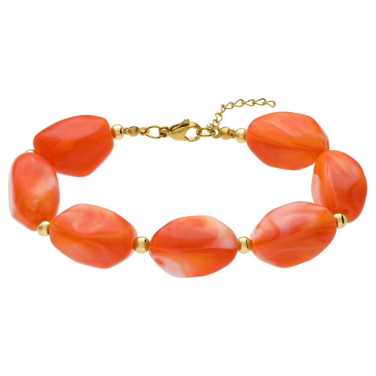 Lucardi - Dames Stainless steel kralenarmband voor dames - Armband - Staal - Goudkleurig - 21 cm