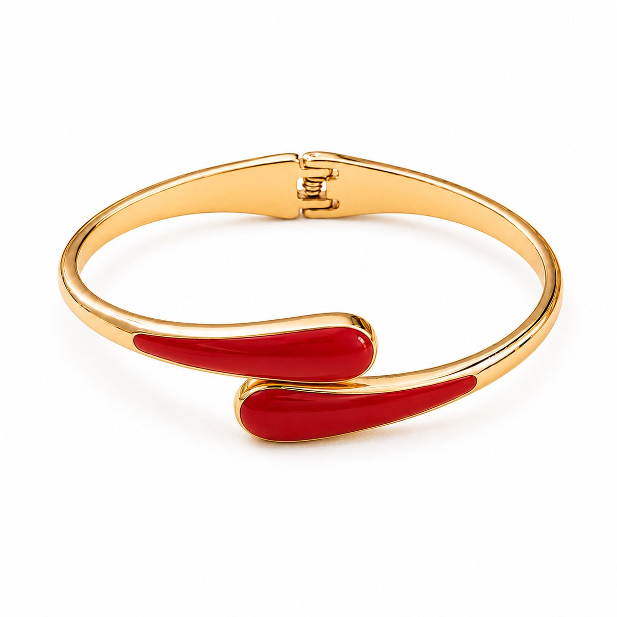 Luxamore® Armband Dames – Rode Emaille Bangle – Druppelvorm – Dames Sieraden – Cadeau voor Vrouwen
