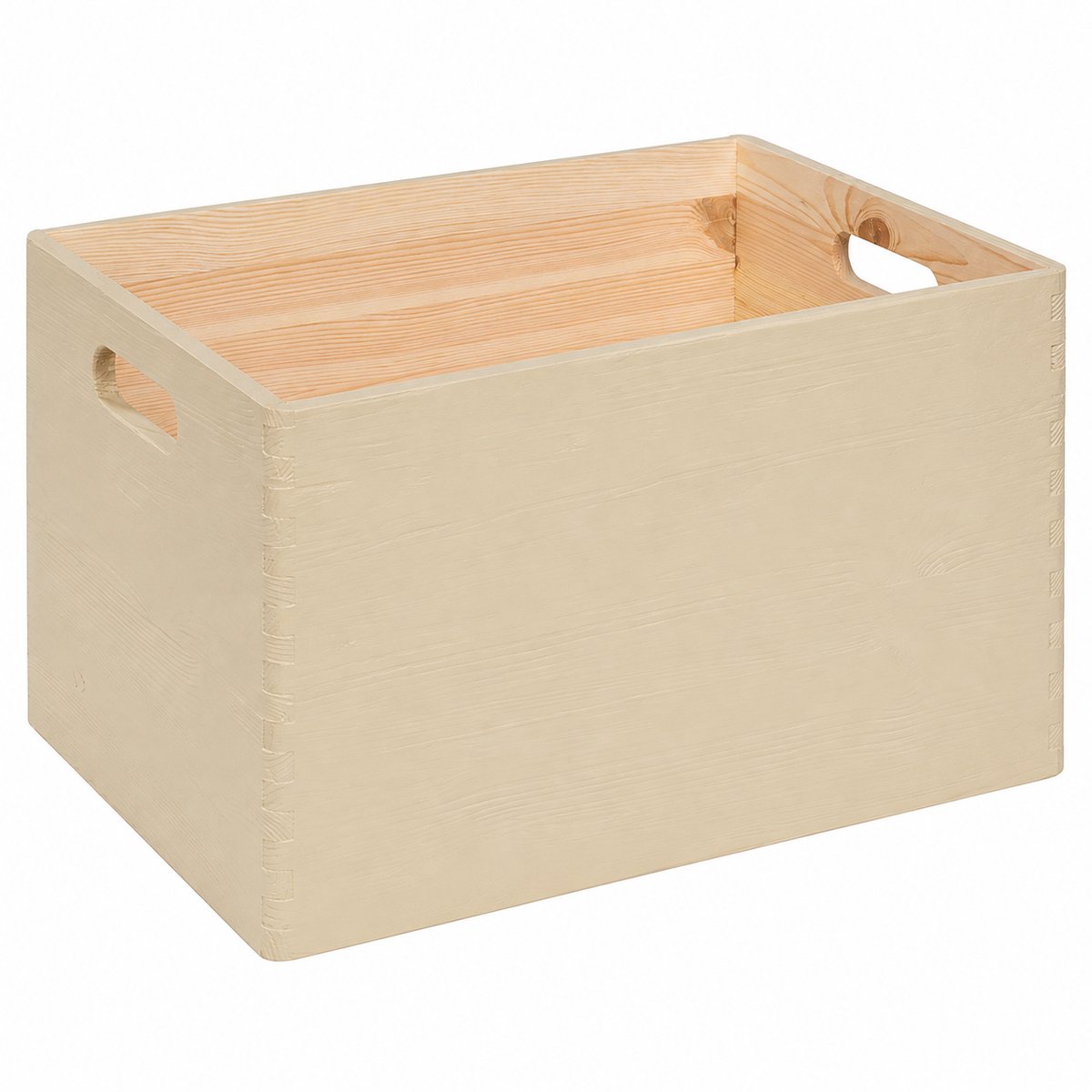 HAUDT® KIM MAXI open ZAND houten stapel kist - 39,5 x 29,5 x 23 cm - houten opberger - opbergkist - stapelkist