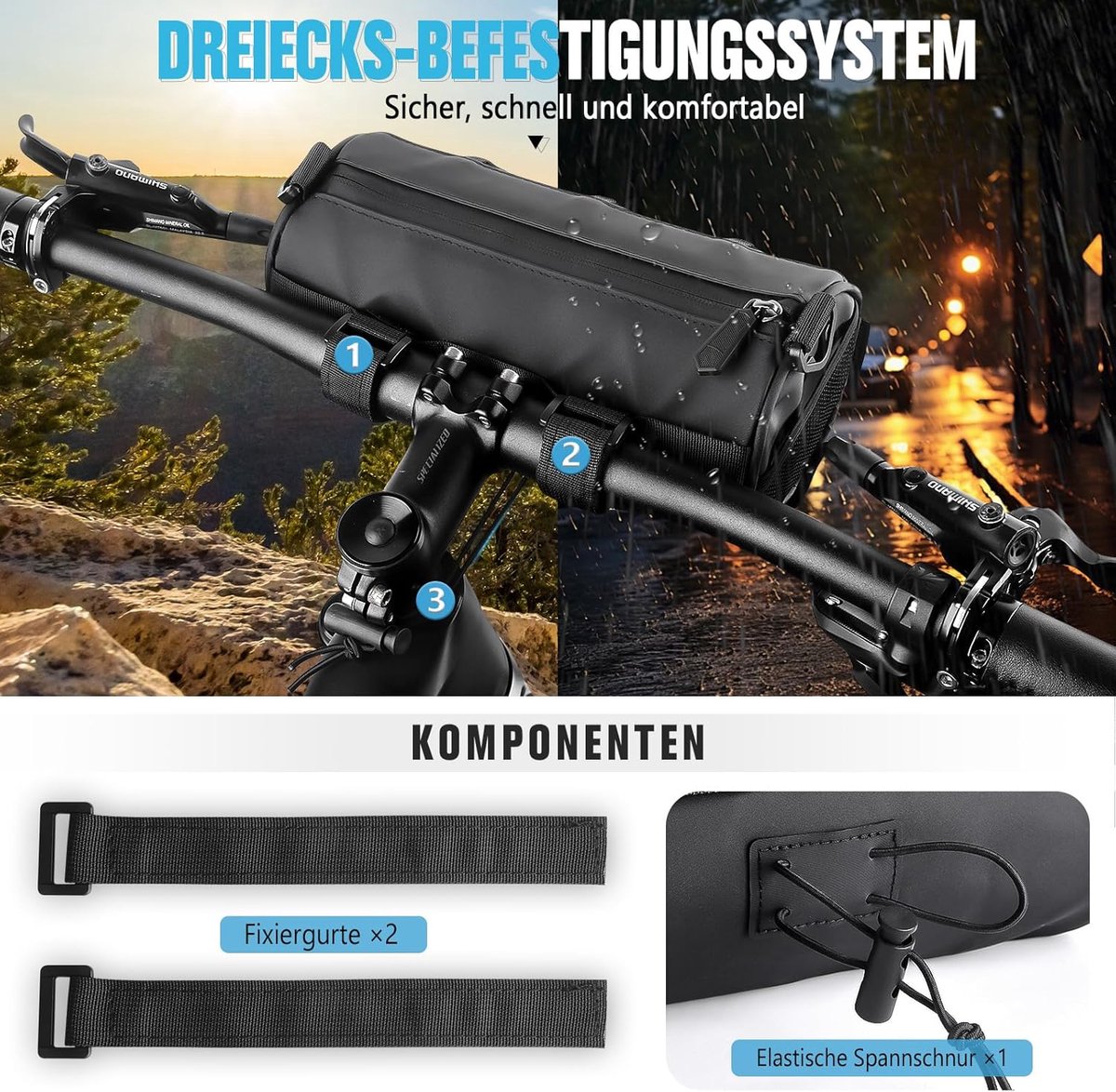 Fietshandlebar tas waterproof 2.4L - Fietstas vooraan - Professionele accessoires - Ideaal voor mountainbike en wegfiets