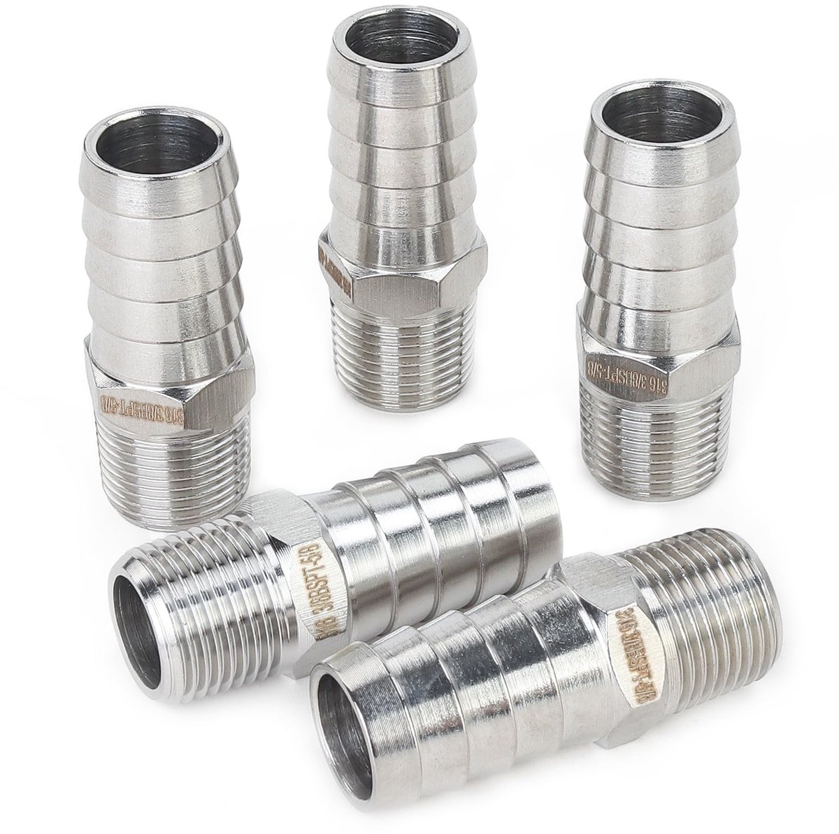 LTWFITTING Stainless Steel 316 Barb Connector 1/2-Inch Male BSPT x 1/2-Inch (12mm) Hose Barb Fuel Gas Air Pack of 5 - ShopVlot