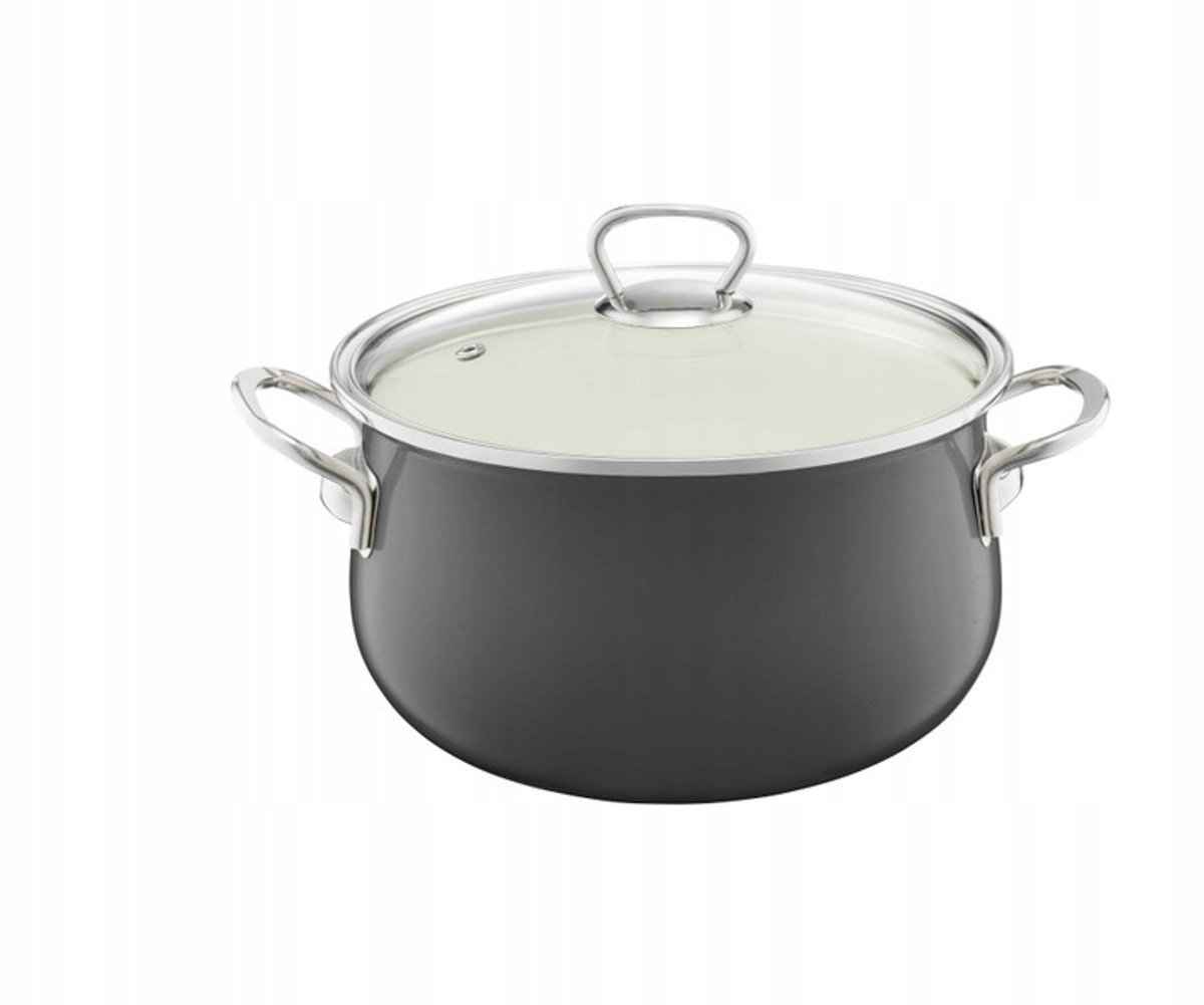 Emalia Olkusz Soeppan 22cm 3.6L Grijs met Deksel - Gas & Inductie