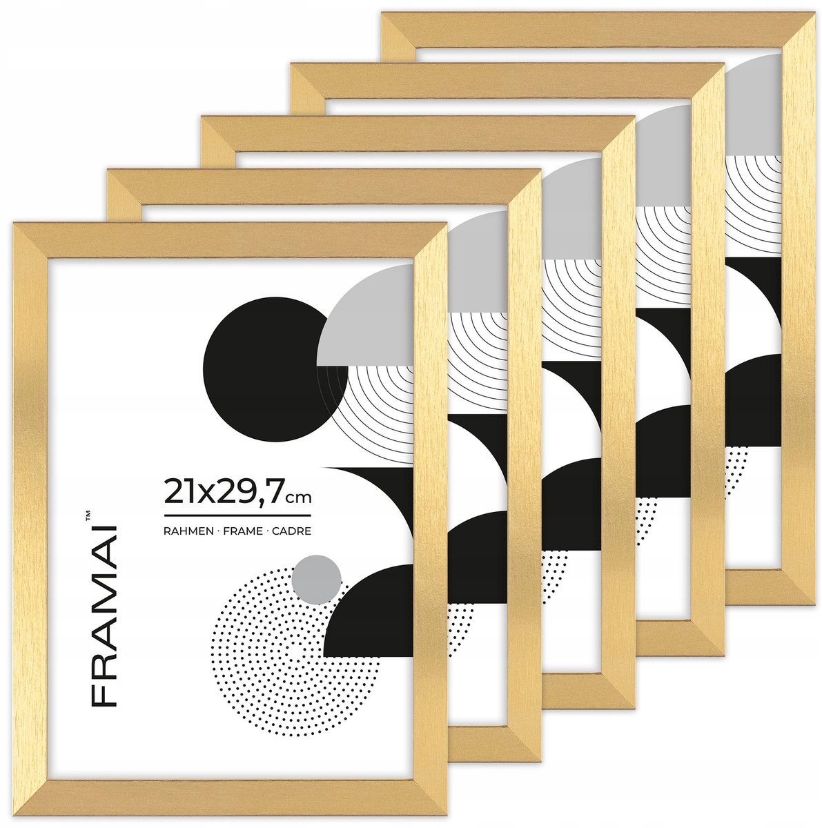 5x Gouden Fotolijsten A4 (21x29,7 cm) - MDF met Plexiglas