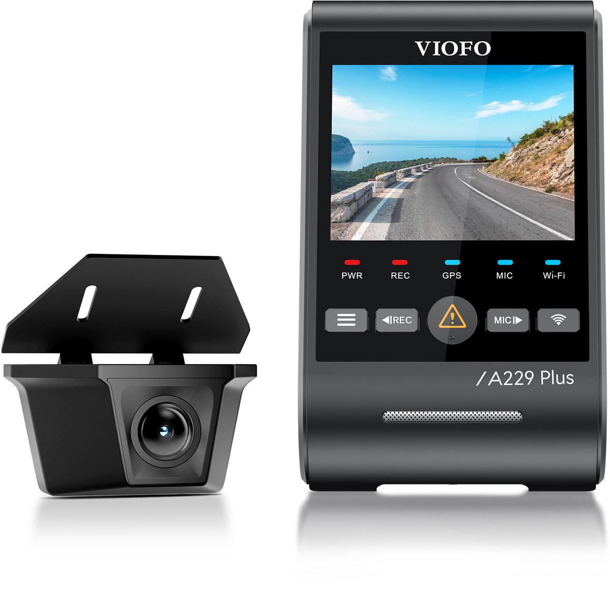 VIOFO A229 Plus-W 2CH - Dashcam - 2K Voor- en Achtercamera - Waterdichte IP67 Achtercamera - Sony STARVIS 2 - GPS - WiFi - Stembediening