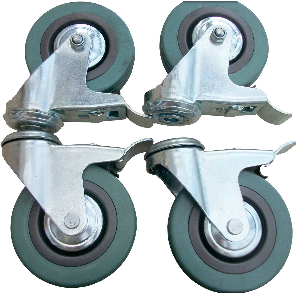 4x Zwenkwielen met Rem - 75mm - Merkloos