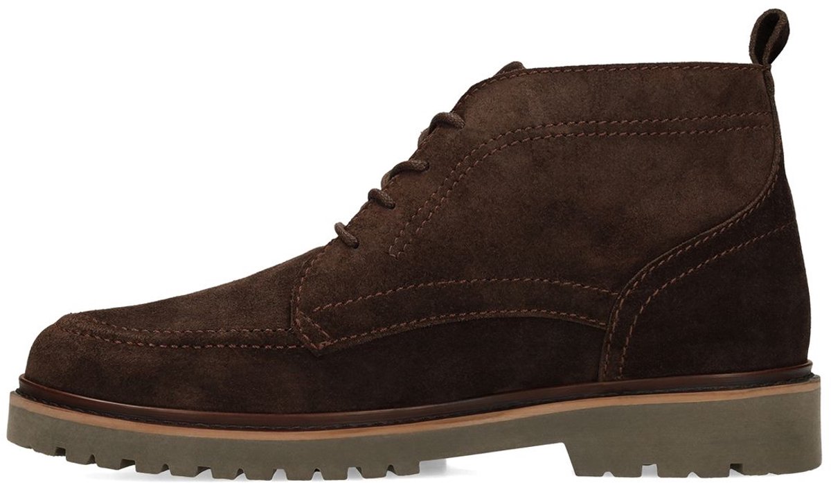 Manfield - Heren - Bruine suède veterboots - Maat 40