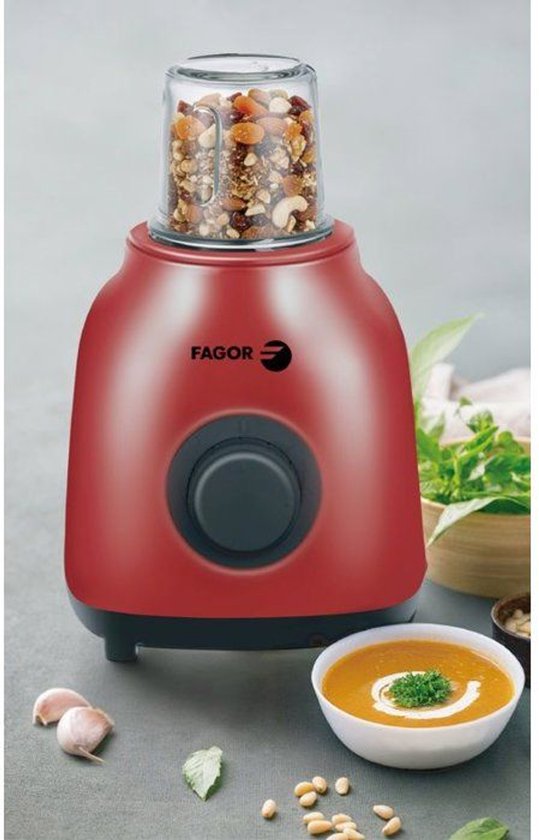 2-in-1 blender - FAGOR - FGB2153 - 400 W - 1,5 L glazen mengkom met maatverdeling - Rood van Fagor — afbeelding 3