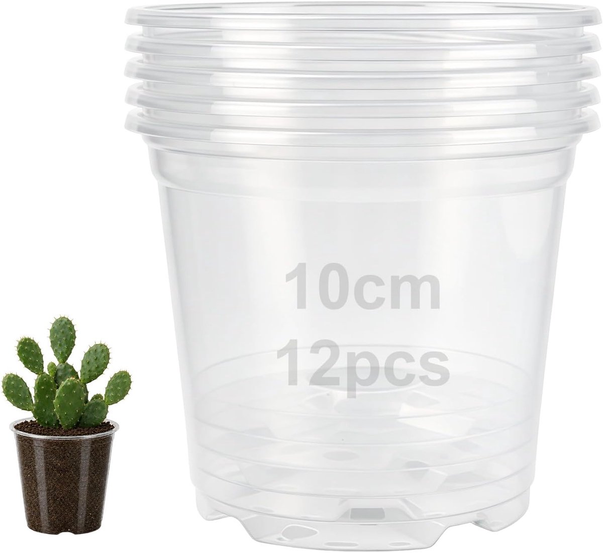 12 Pieces Grow Pots, Flower Pots, 10 cm, Transparent Cultivation Coaster Orchid Pot, Transparent Grow Pot, Plastic - ShopVlot