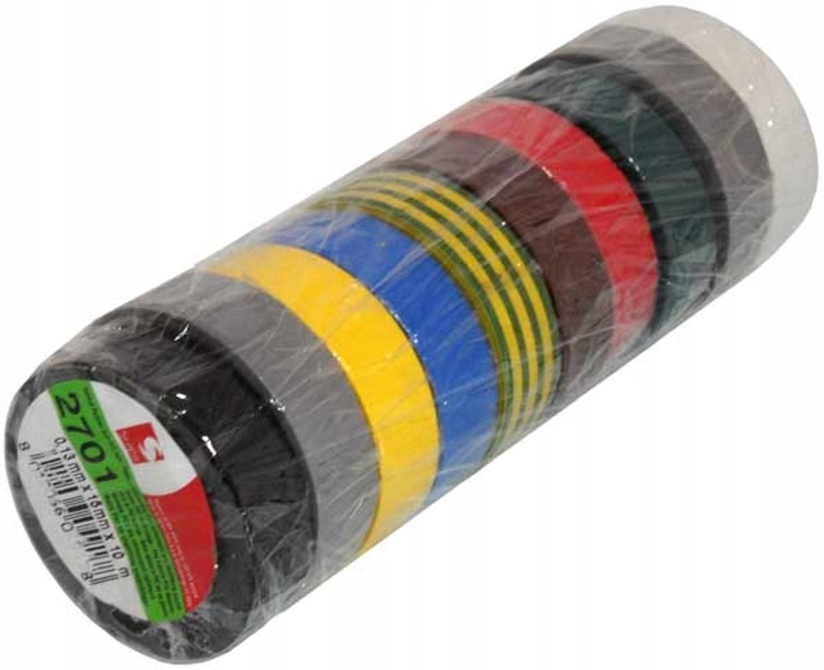 10x Scapa PVC Isolatietape 15mm x 10m - Mix Kleuren