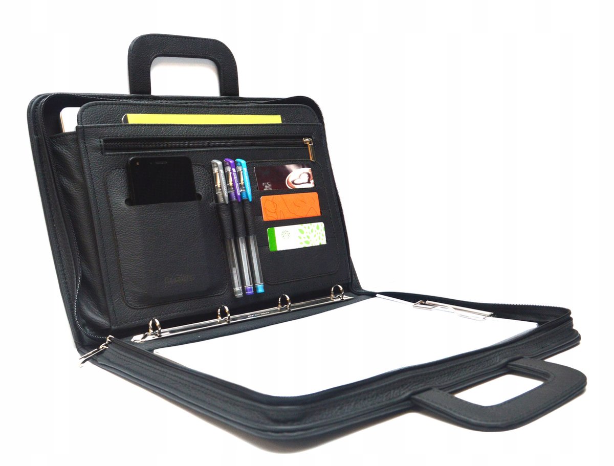 Leren A4 Aktetas Organizer met Ritssluiting