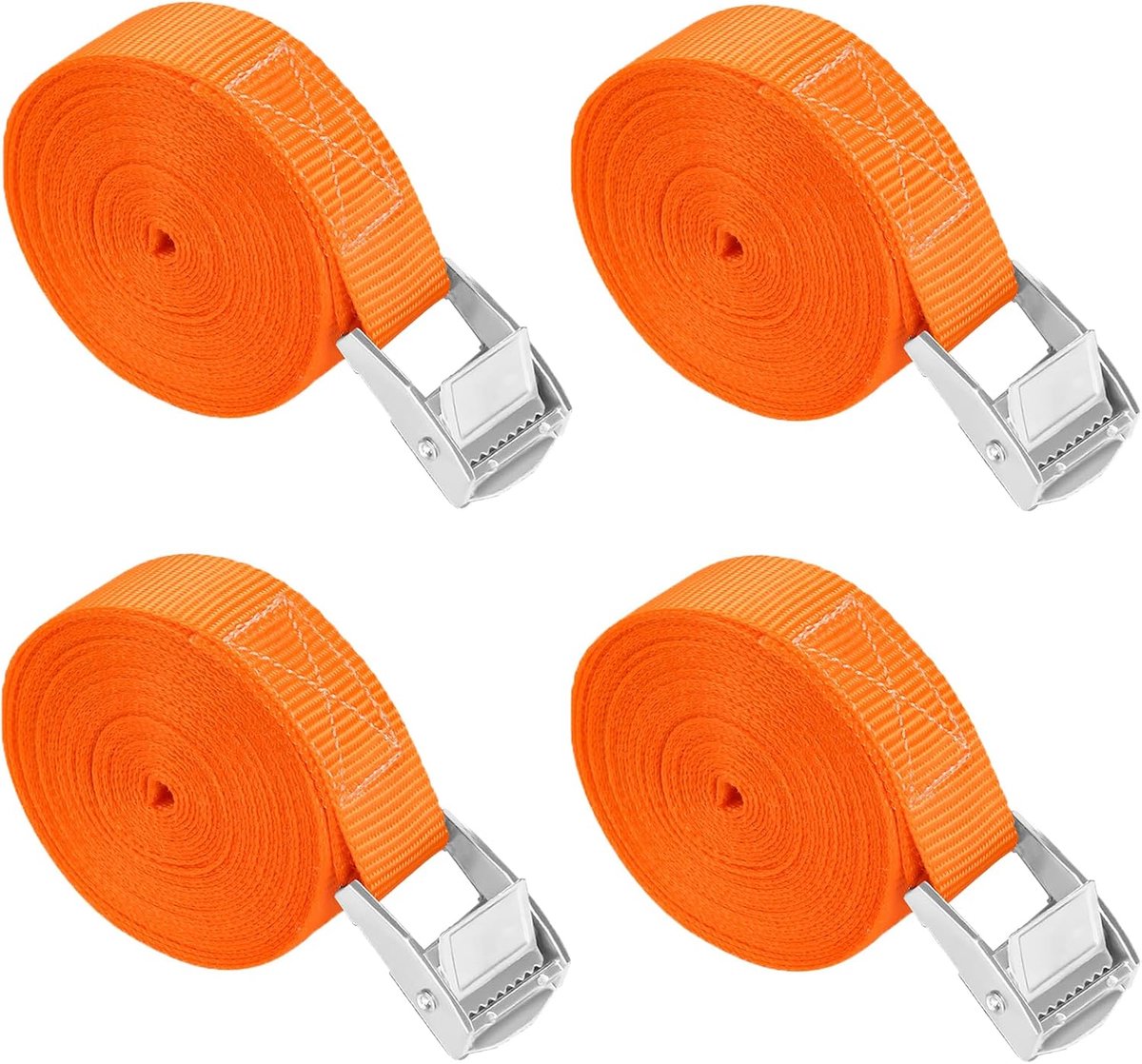Lashing Straps, 3 Metres, Pack of 4 Lashing Straps with Clamp Fastening Strap, Adjustable Straps, Ratchet Straps - ShopVlot