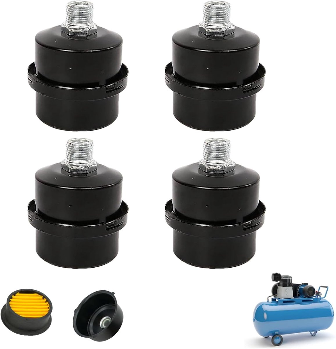4Pcs Compressor Air Filter, 20MM Air Compressor Filter, Threaded Air Compressor Filter, Suitable for Oil-free Air - ShopVlot