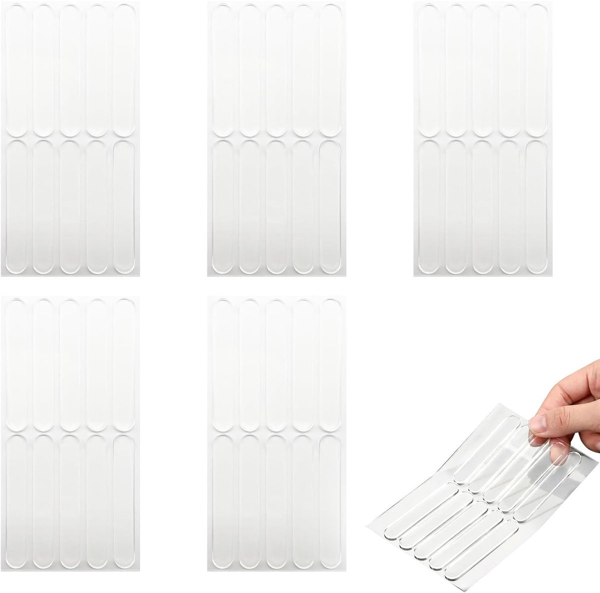Set van 50 zelfklevende rubberen voetjes, transparant, voor meubels, 63 x 10 x 2 mm, geluiddempende siliconen pads - ShopVlot