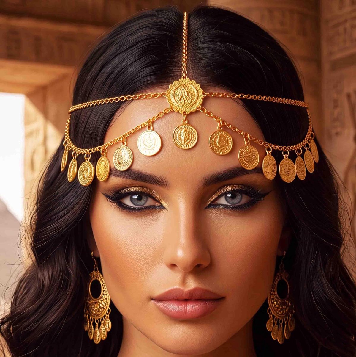 Gouden Hoofdketting Pailletten Haarkettingen Festival Kostuum Haaraccessoires voor Vrouwen - ShopVlot