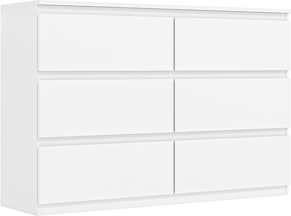 Dressoir - Ladekast met 6 lades - Moderne opbergkast voor de slaapkamer - Wit