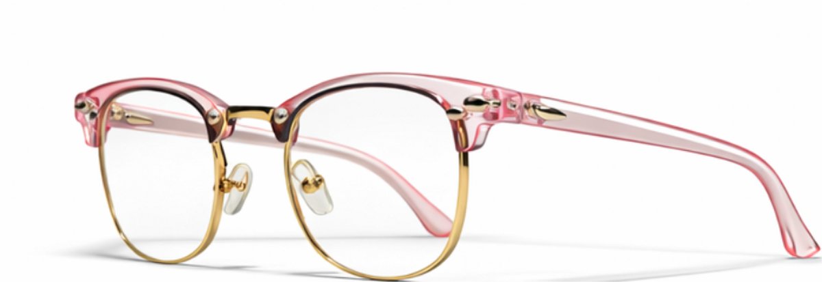 computerbril.shop® Beeldschermbril | CLUBMASTER | Roze/Goud | Blue Filter Glasses | Anti Blauw Licht Bril Zonder Sterkte 0.00