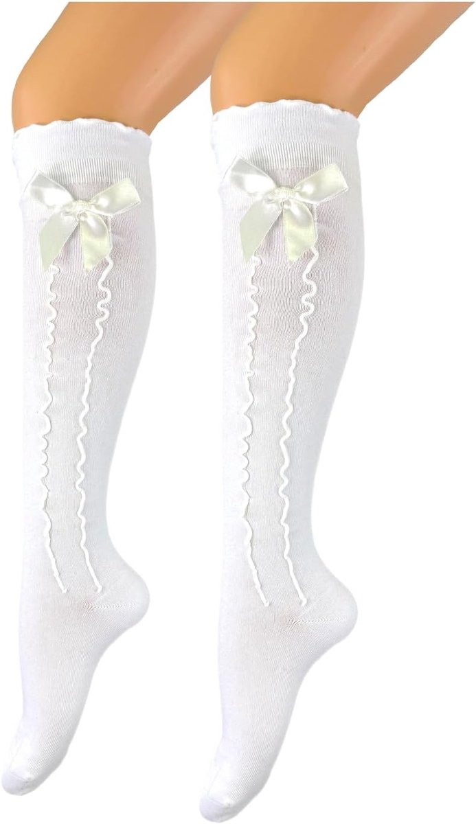 Women's sexy costume stockings with satin bow and ruffles, hand-linked seam, suitable for many occasions and parties - ShopVlot