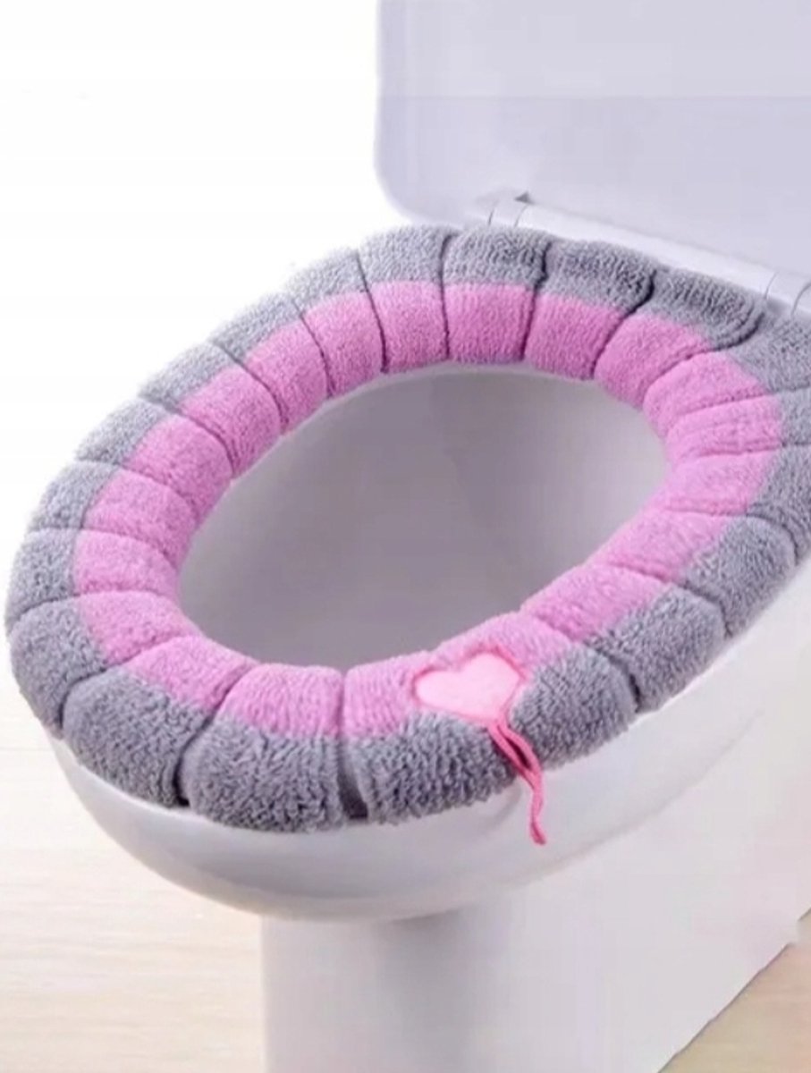 Zachte Roze Toiletzittinghoes met Handvat - Comfortabel en Warm