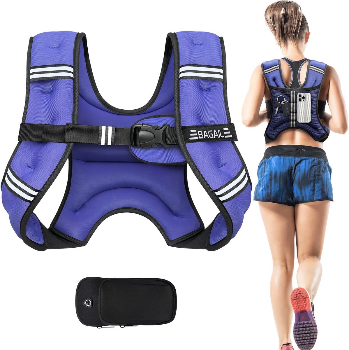 Krachttraining Gewichtsvest - Zwart - 3 kg - Verstelbaar en Reflecterend - Voor Training, Yoga en Aerobics