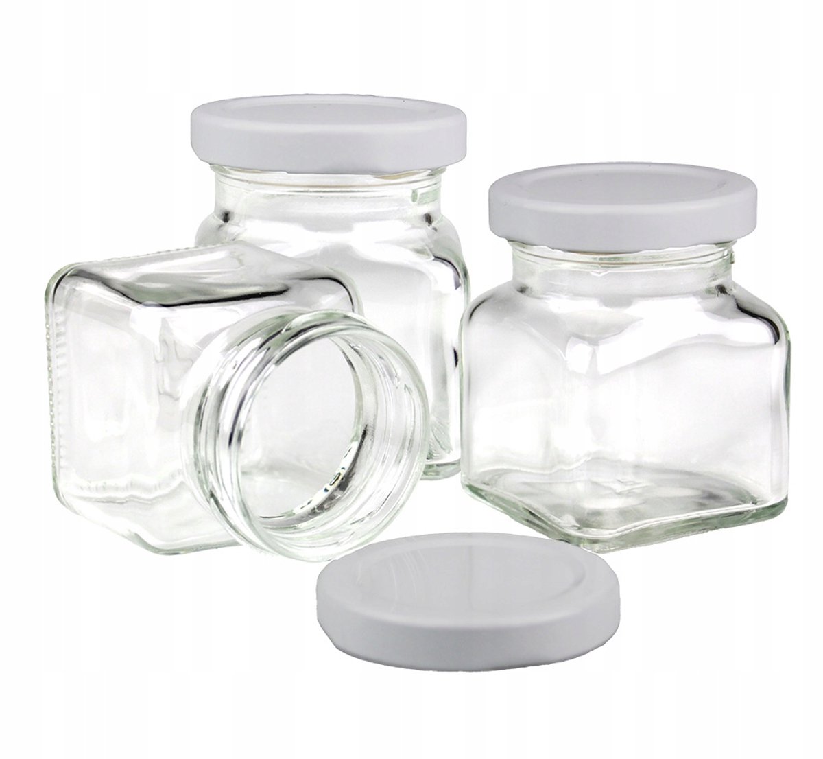 3x Glazen potjes met witte deksel voor kaarsen - 120 ml
