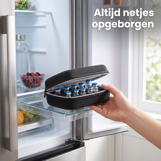 Namajunas – Opbergtas met 10 vakken voor peptideflacons – Geschikt voor het koelen van insulineflacons – Stevig en duurzaam, ideaal voor het koelen en vervoeren van flacons van 1/3/5/10 ml, draagbare medische opbergtas en geïsoleerde tas. van Namajunas — afbeelding 3