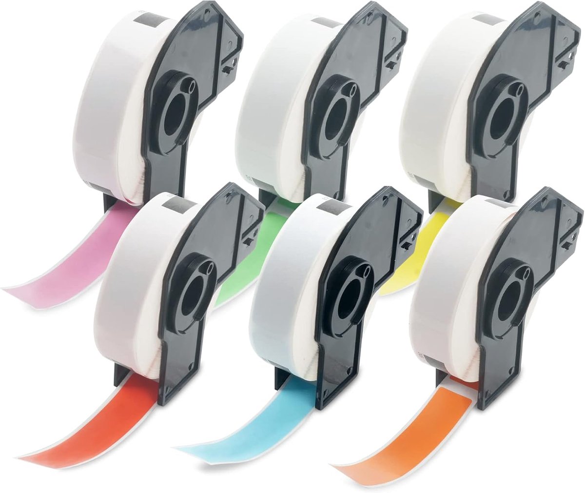 BETCKEY - Colored Labels Replacement for Brother DK-11203, 17mm x 87mm, 1800 Labels for File Folders (Mixed Color) - ShopVlot