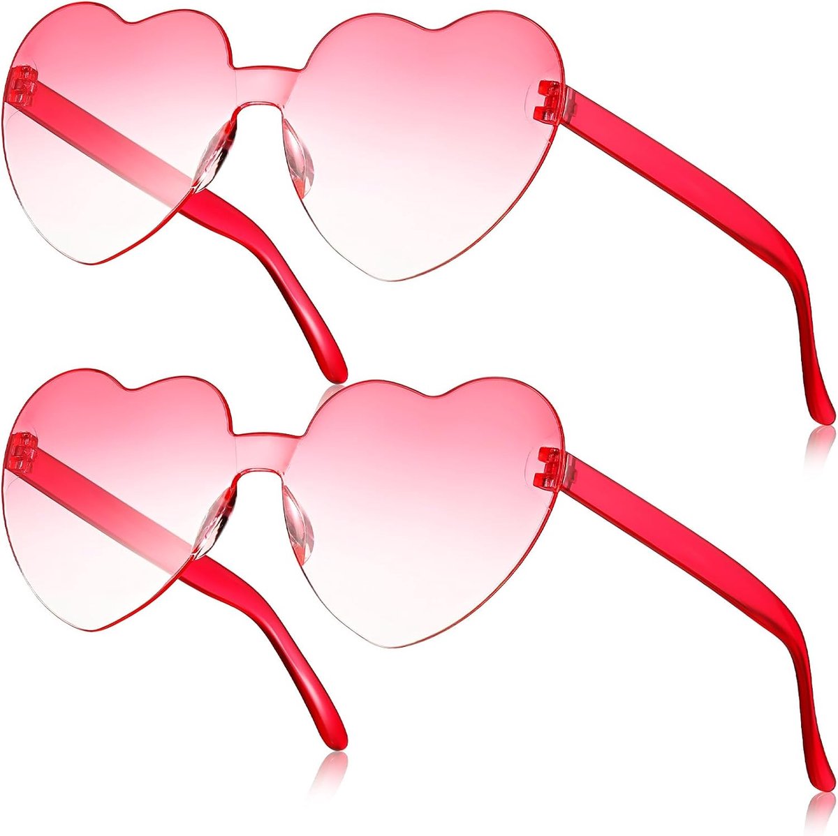 2 pairs of heart shape sunglasses without frame in heart shape for women and girls - ShopVlot
