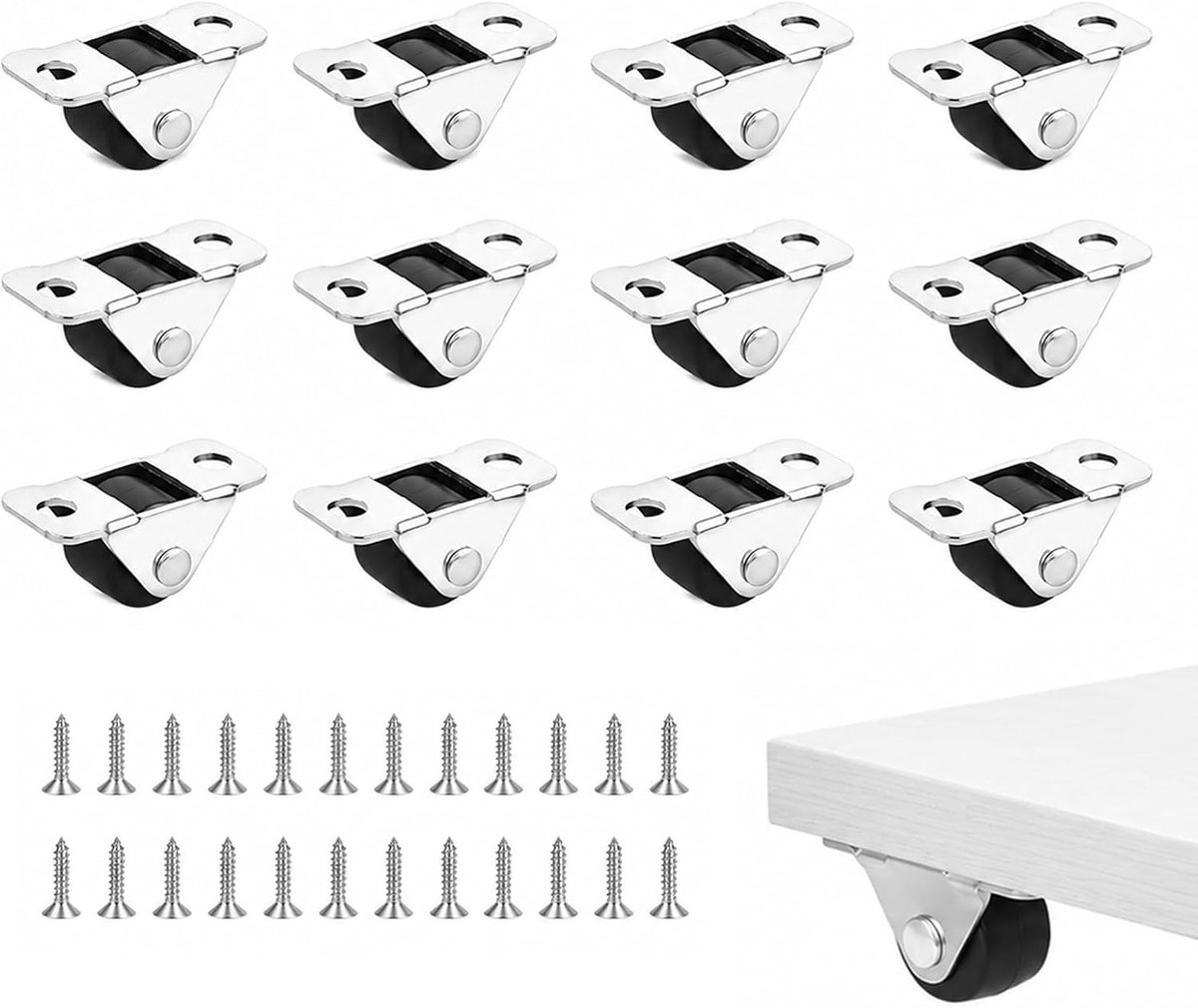 Möbelrollen Klein 12er Set – Mini Rollen für Möbel, 0,5 Zoll Flach, Rollen Klein & Küchengeräte, Minirollen für - ShopVlot