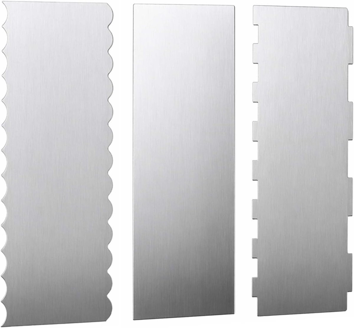 Taartschrapers 3 stuks - roestvrij staal - 22 x 8 cm - voor gladde randen - ShopVlot