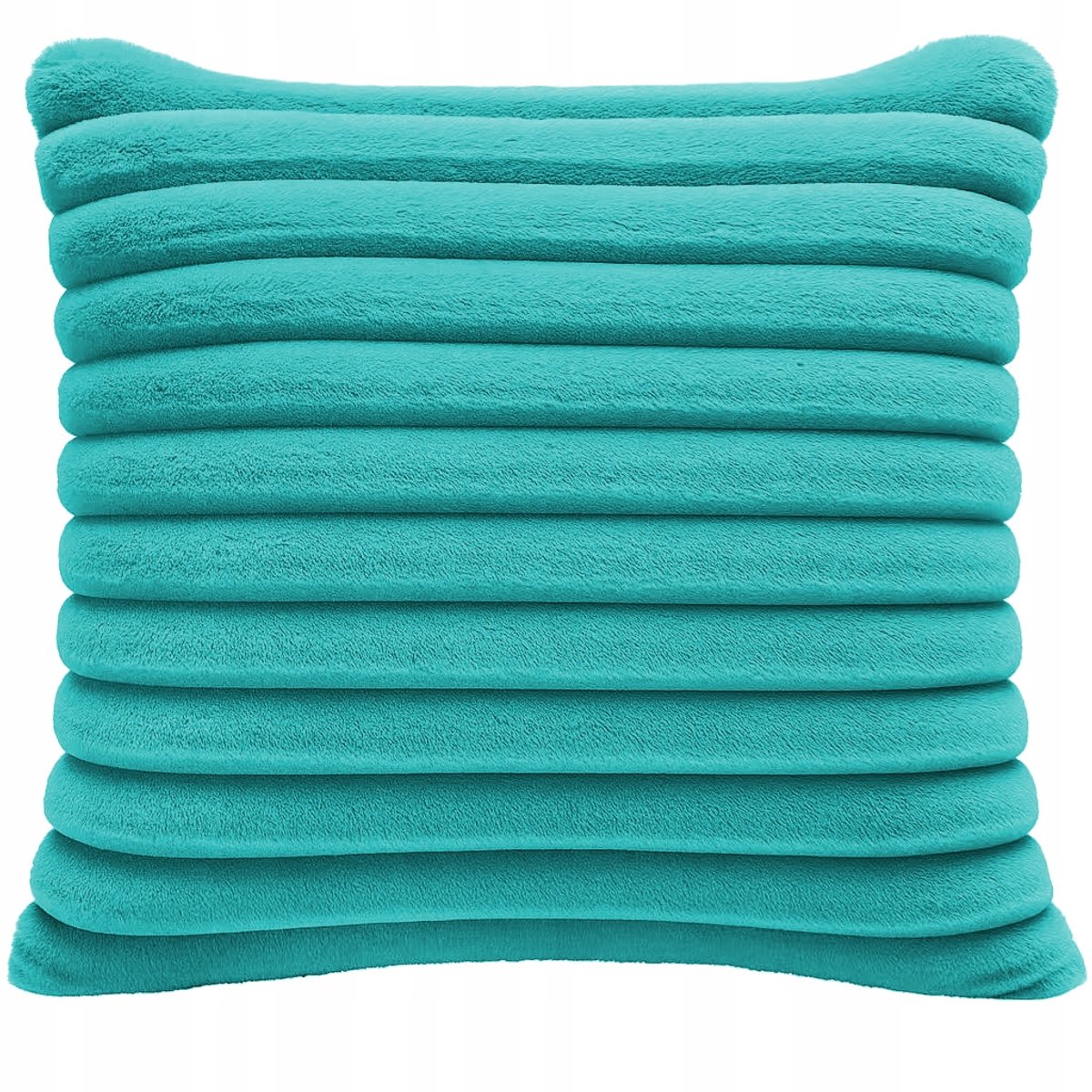 Turquoise Pluche Kussenhoes 40x40 cm - Gestreept & Gedecoreerd