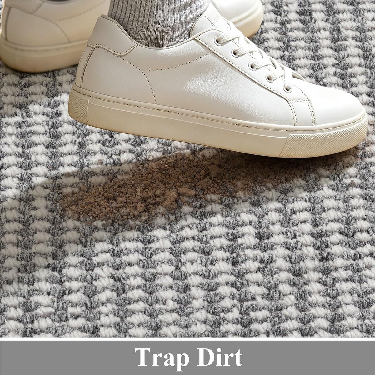 Tapijtloopplaat 60 x 180 cm - Grijs en wit - Antislip - Ideaal voor keuken en gang - ShopVlot