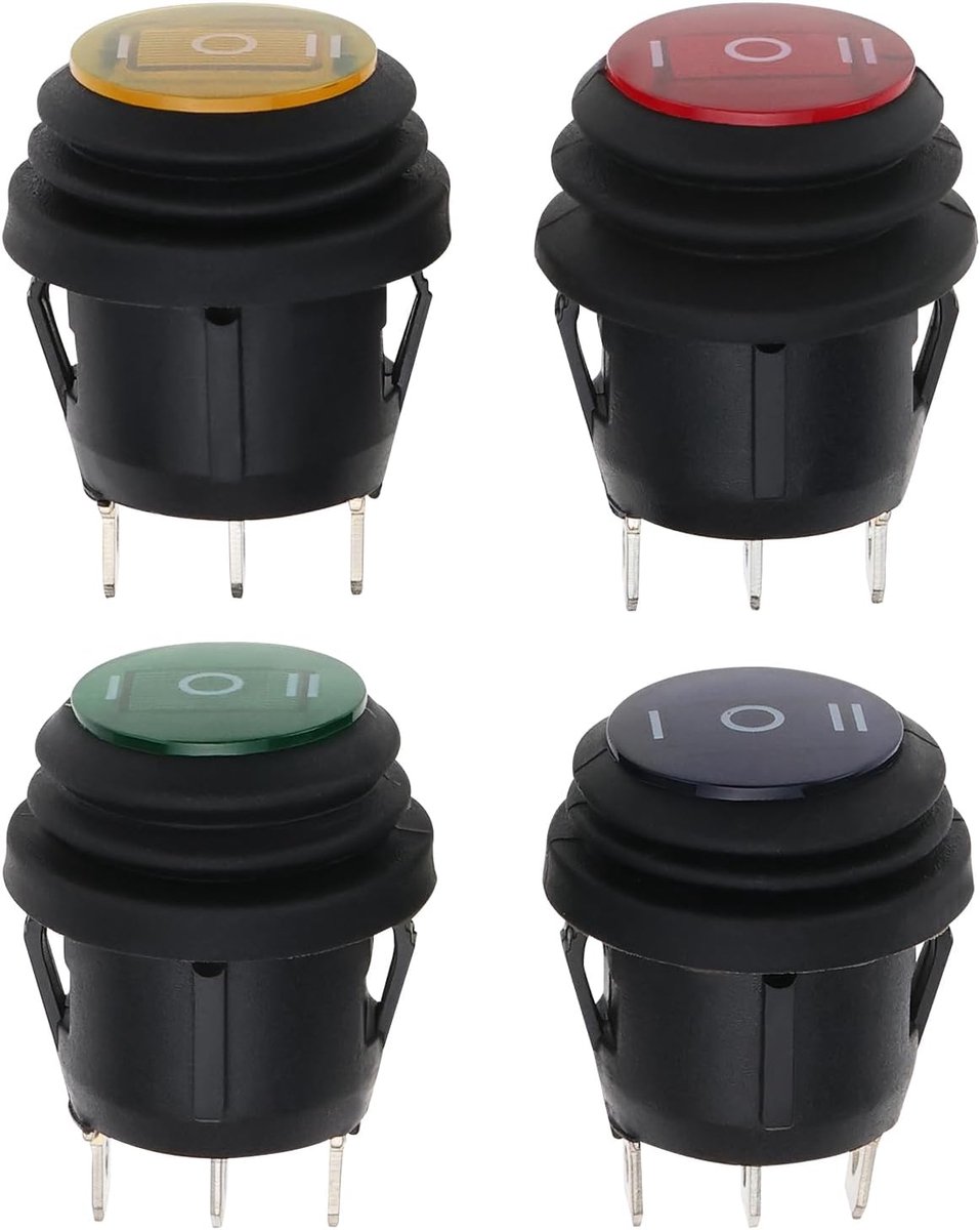 Toggle switch 3 positie ON Off ON - ronde schakelaars 20mm - waterdicht en LED verlichting - ideaal voor auto en boot - ShopVlot