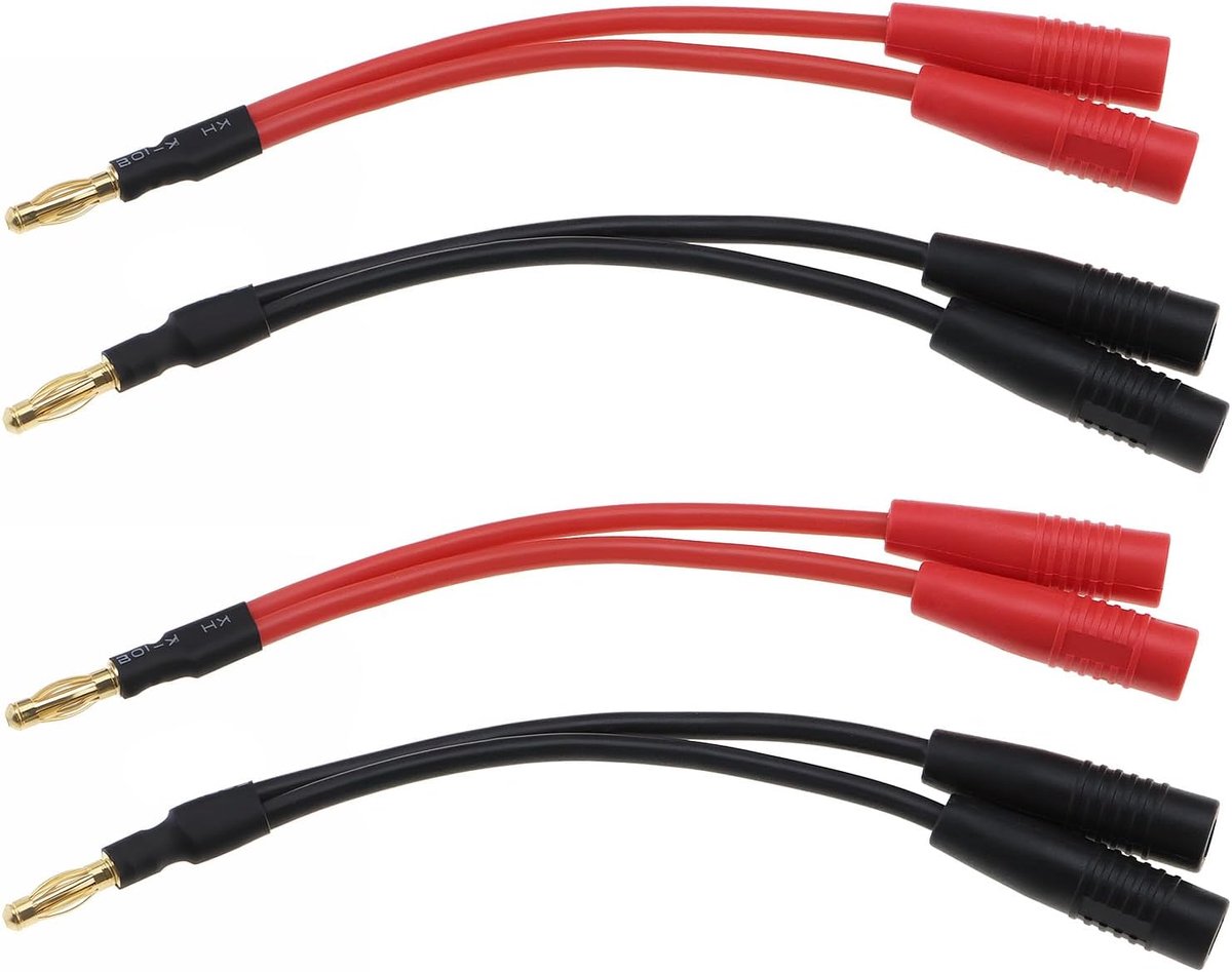 Banana plug adapter 4mm - 4 stuks - 2 vrouwelijke aansluitingen - ideaal voor afstandsbediening - ShopVlot