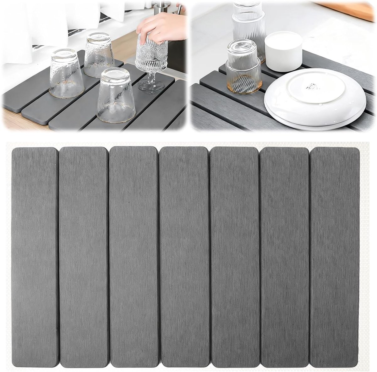 Afwasdruipmat 40 x 30 cm - Dieselguhr waterabsorberend - Sneldrogend en hygiënisch - Houdt de keuken schoon - ShopVlot