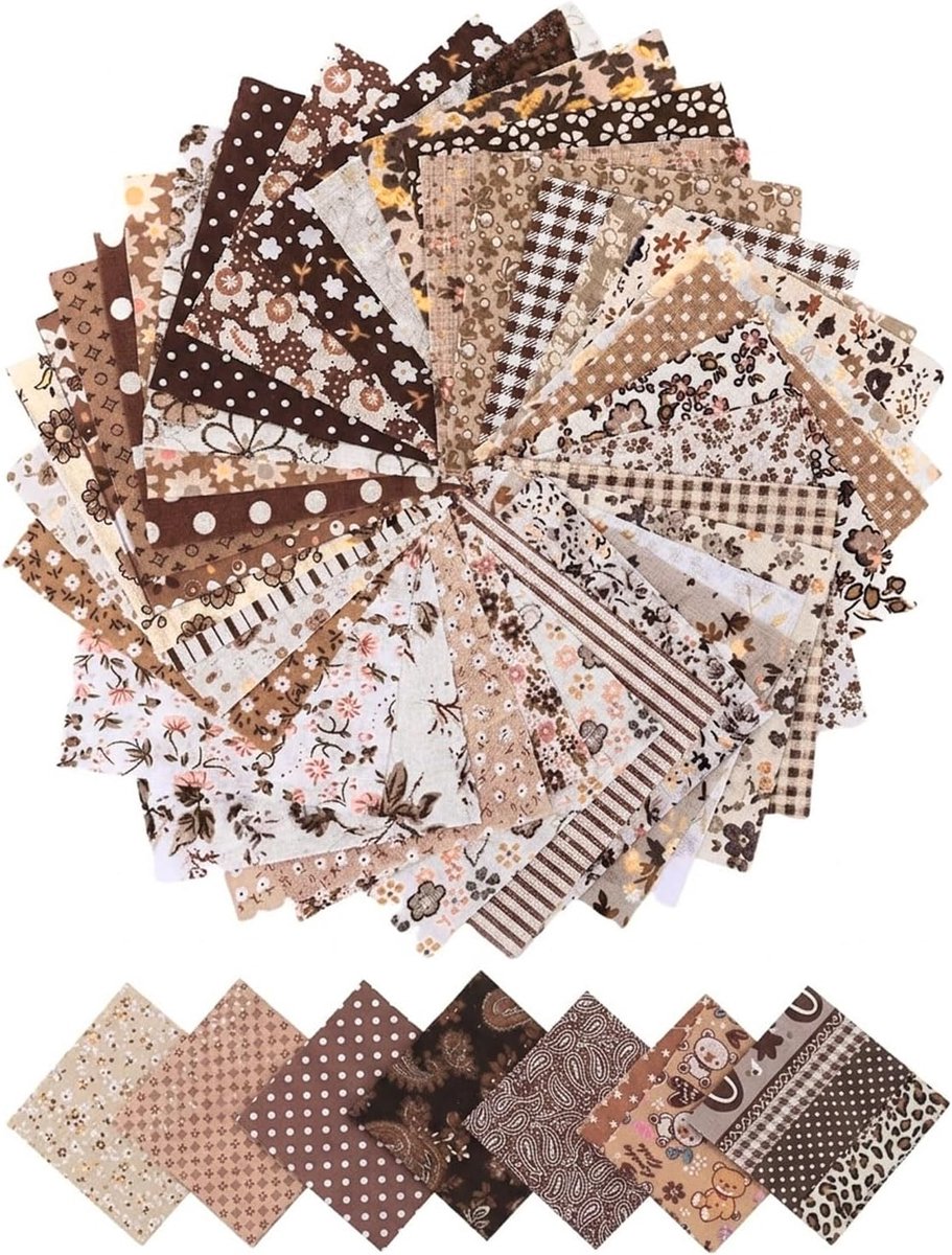 Stofrestjes set 50 stukjes 10x10 cm - kleurrijke katoenen patchworkstof - diverse bloemenpatronen - ShopVlot