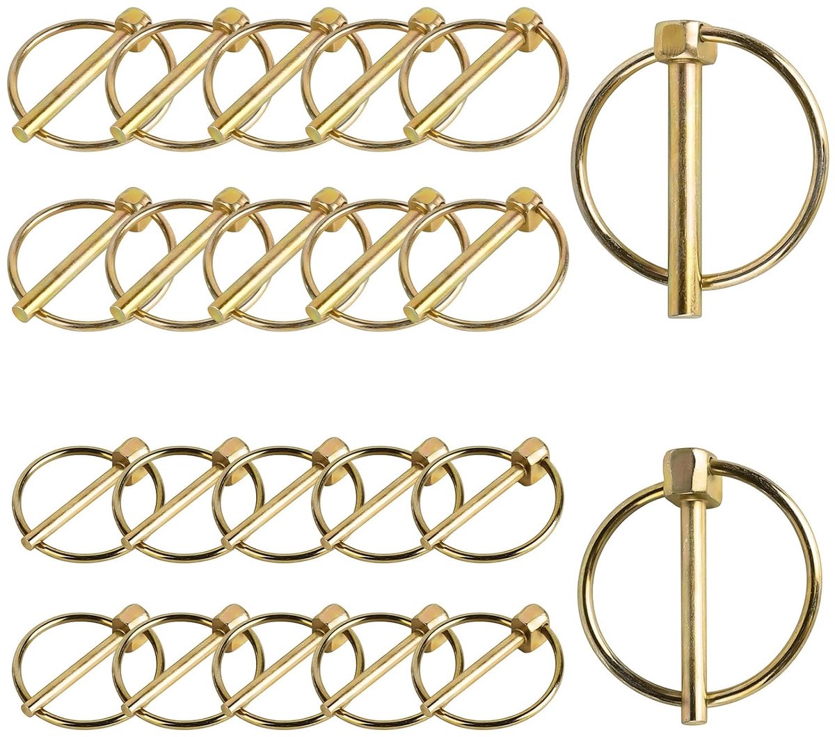 Lynch pin set 20 stuks - 2 afmetingen - koolstofstaal - roestbestendig - ShopVlot